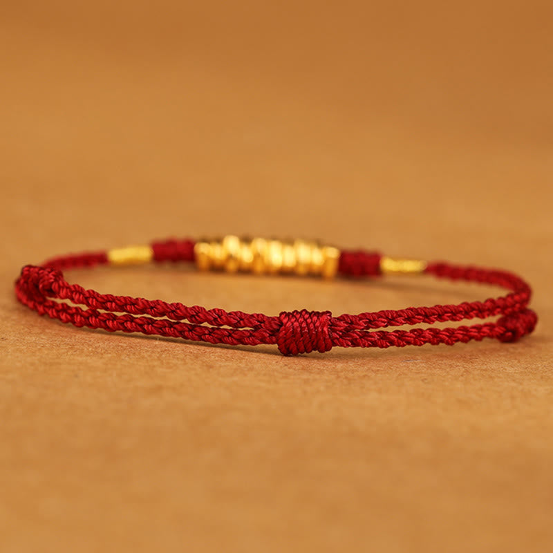 EverestArtStudios 999 Gold Tiny Charms Cord Safeguard Fortune Ultra-Slim Woven Bracelet