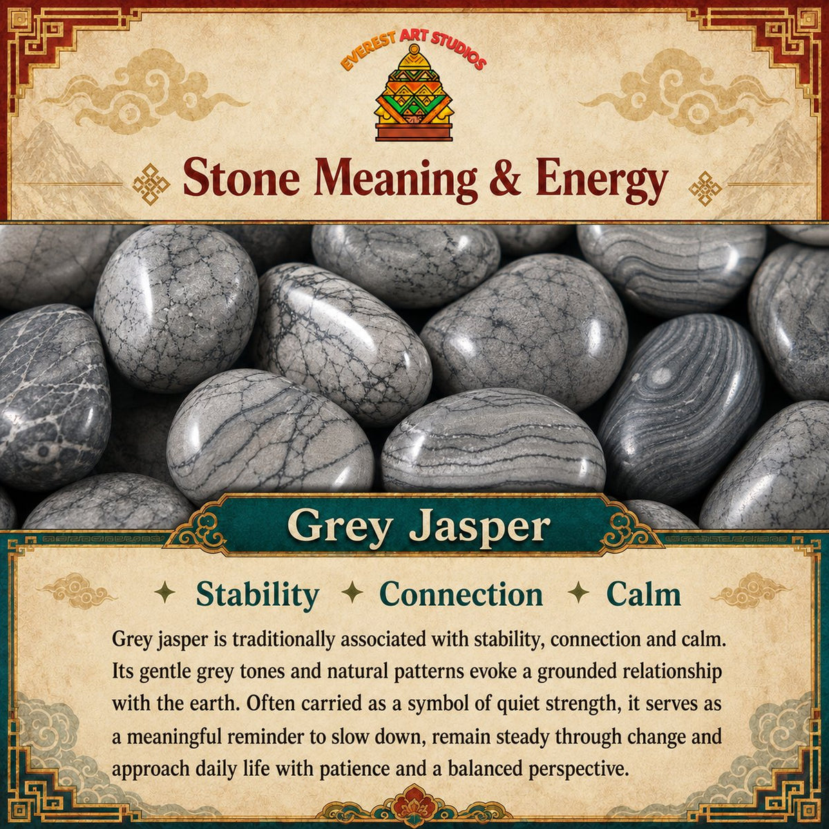 EverestArtstudios grey jasper meaning and symbolism