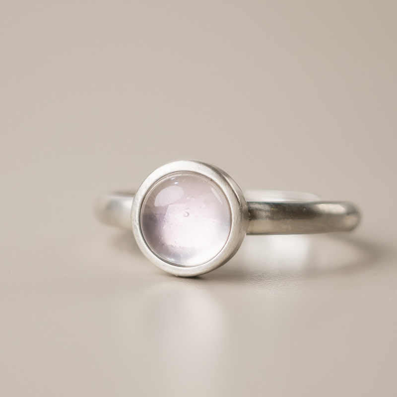 EverestArtstudios Natural 925 Sterling Silver Pink Crystal Adjustable Warmth Ring