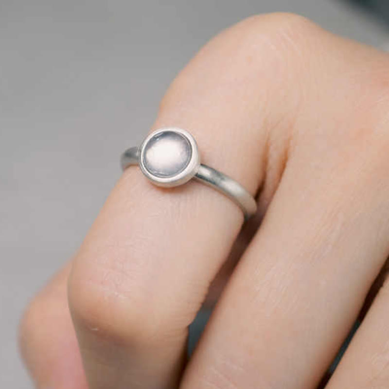 EverestArtstudios Natural 925 Sterling Silver Pink Crystal Adjustable Warmth Ring