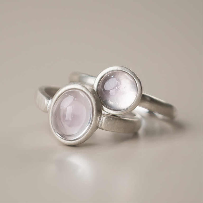 EverestArtstudios Natural 925 Sterling Silver Pink Crystal Adjustable Warmth Ring