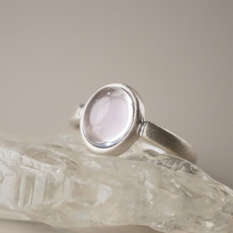 EverestArtstudios Natural 925 Sterling Silver Pink Crystal Adjustable Warmth Ring