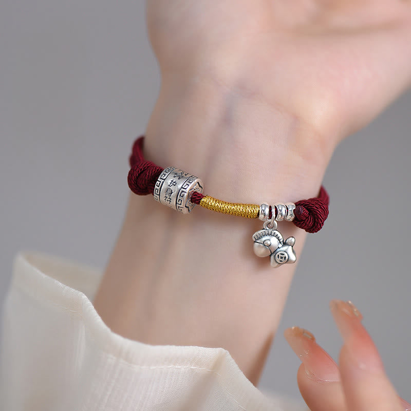 EverestArtStudios 999 Sterling Silver Year Of The Horse Lucky Bead Protection Red Rope Bracelet