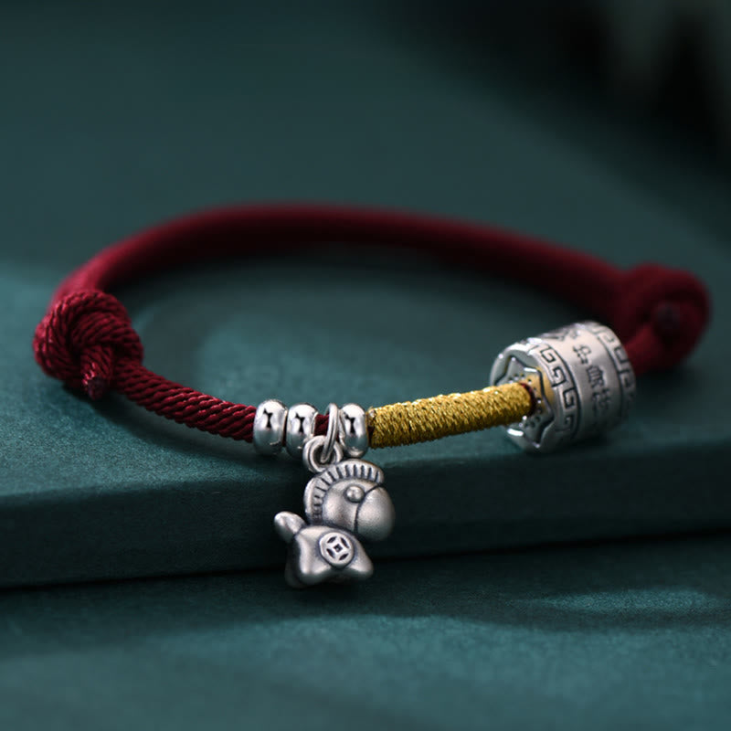 EverestArtStudios 999 Sterling Silver Year Of The Horse Lucky Bead Protection Red Rope Bracelet