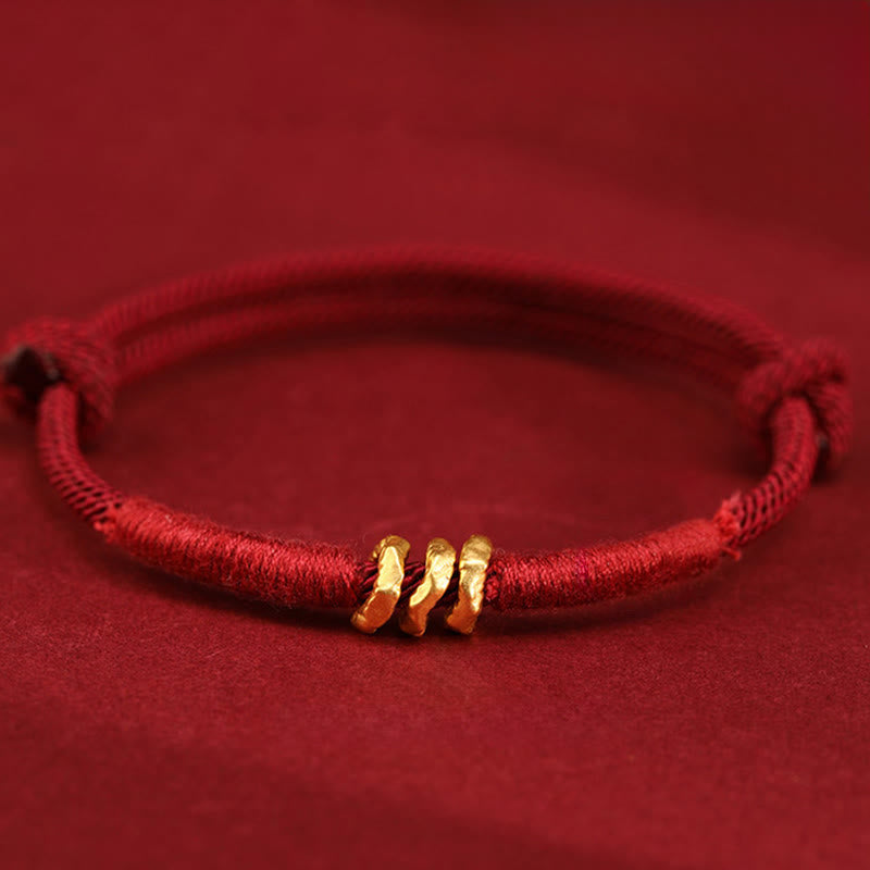 EverestArtStudios 999 Gold Ring Design Handmade Fortune Braided Red Cord Bracelet Anklet