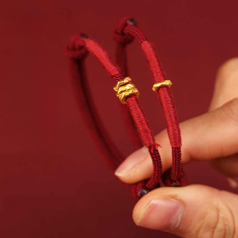 EverestArtStudios 999 Gold Ring Design Handmade Fortune Braided Red Cord Bracelet Anklet