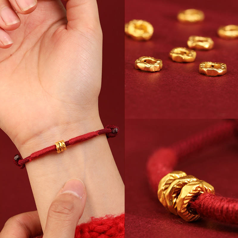 EverestArtStudios 999 Gold Ring Design Handmade Fortune Braided Red Cord Bracelet Anklet