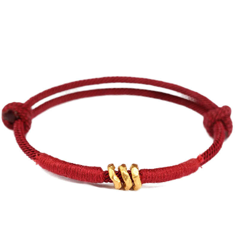 EverestArtStudios 999 Gold Ring Design Handmade Fortune Braided Red Cord Bracelet Anklet