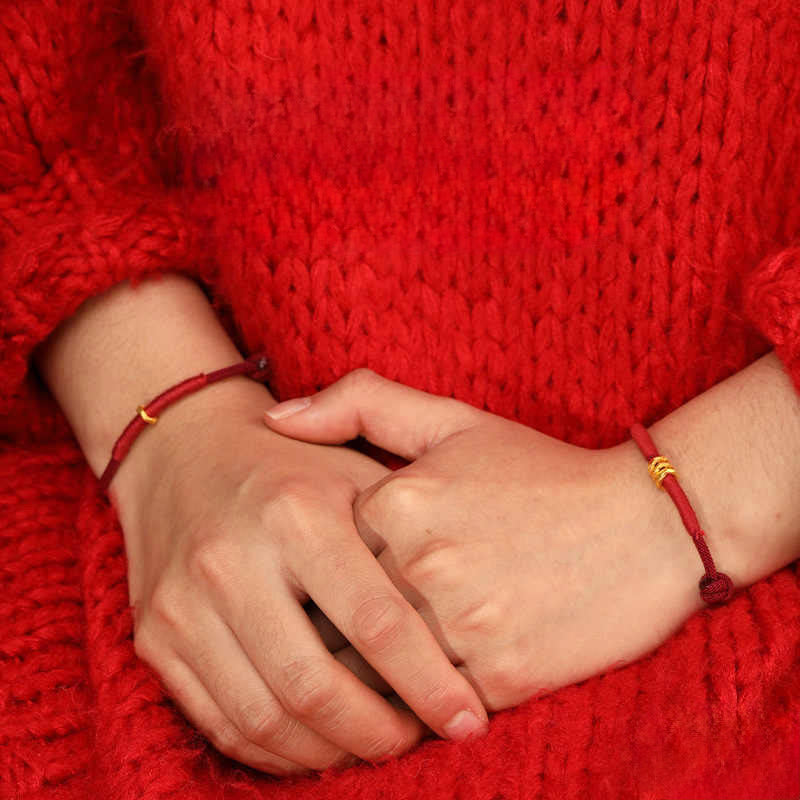 EverestArtStudios 999 Gold Ring Design Handmade Fortune Braided Red Cord Bracelet Anklet