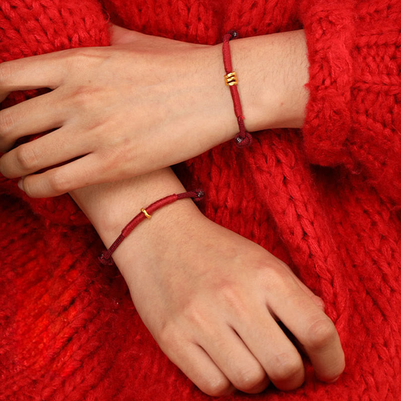 EverestArtStudios 999 Gold Ring Design Handmade Fortune Braided Red Cord Bracelet Anklet