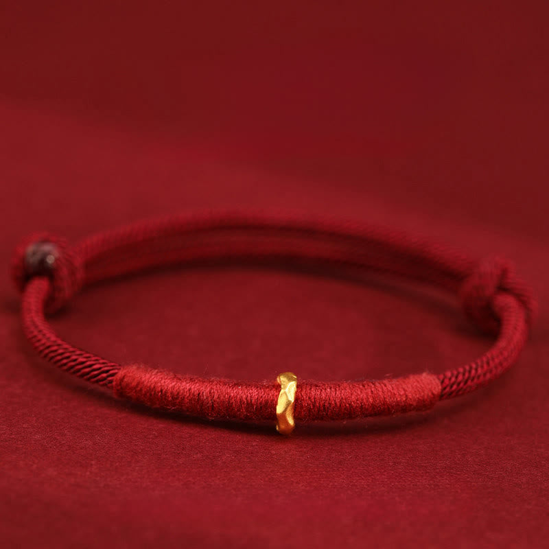 EverestArtStudios 999 Gold Ring Design Handmade Fortune Braided Red Cord Bracelet Anklet