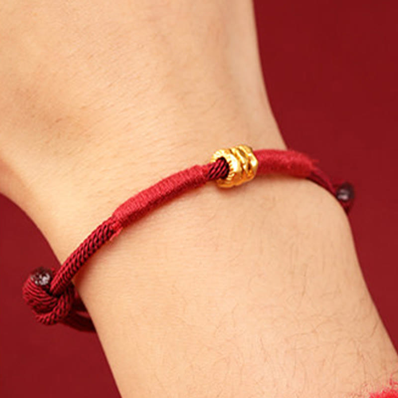 EverestArtStudios 999 Gold Ring Design Handmade Fortune Braided Red Cord Bracelet Anklet