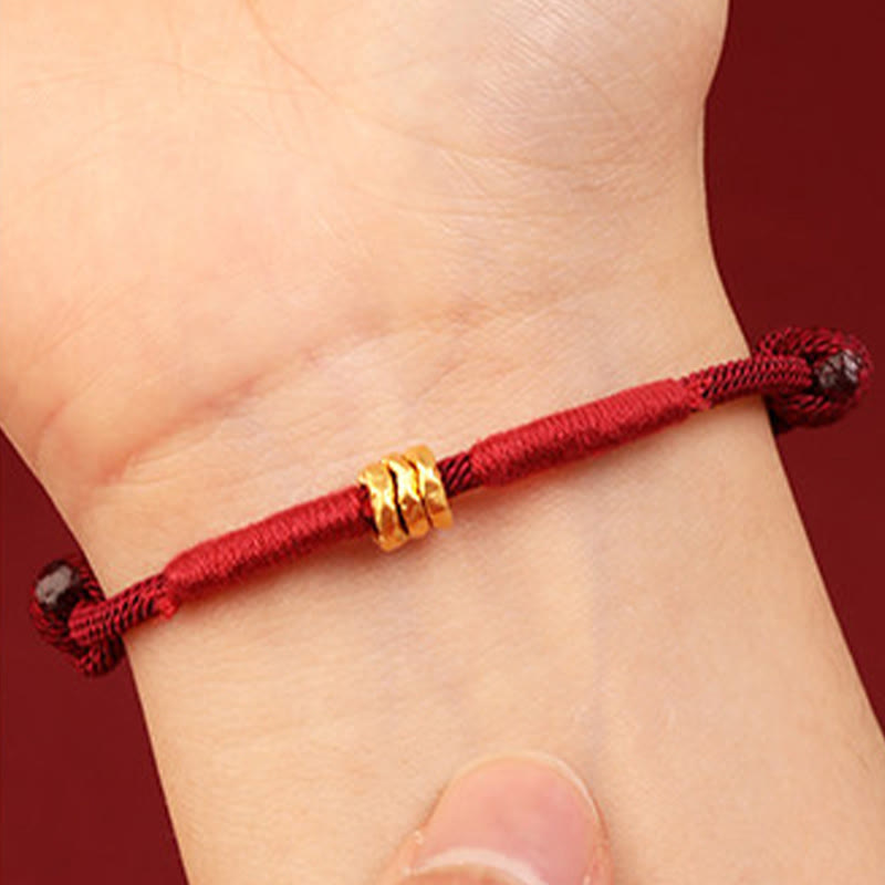 EverestArtStudios 999 Gold Ring Design Handmade Fortune Braided Red Cord Bracelet Anklet