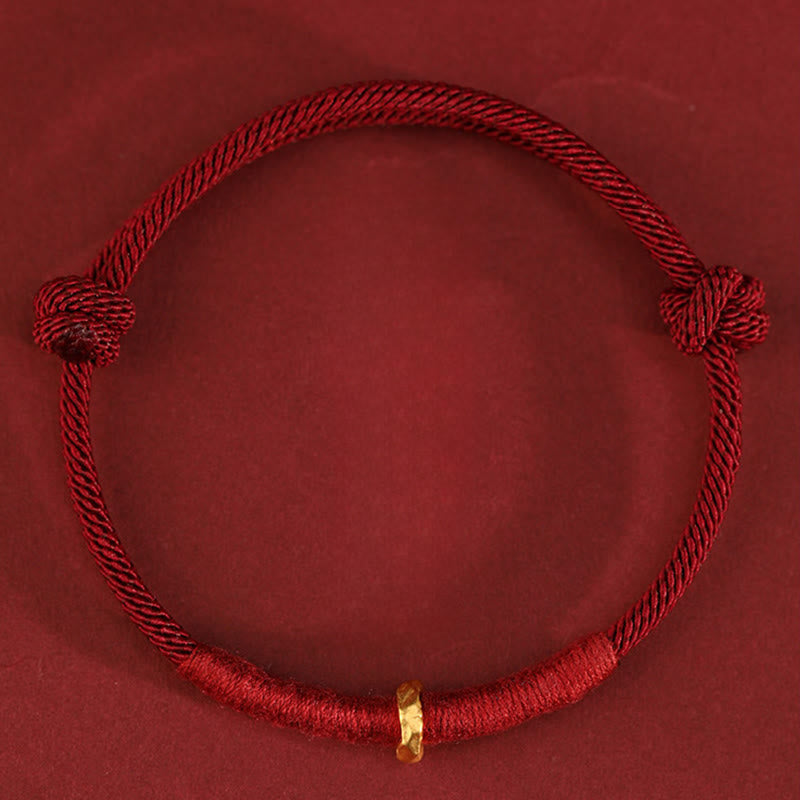 EverestArtStudios 999 Gold Ring Design Handmade Fortune Braided Red Cord Bracelet Anklet