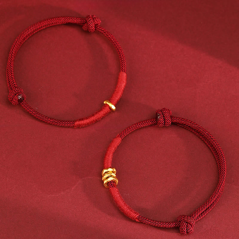 EverestArtStudios 999 Gold Ring Design Handmade Fortune Braided Red Cord Bracelet Anklet
