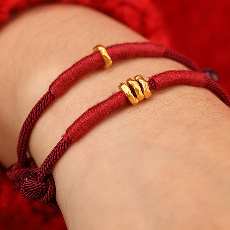 EverestArtStudios 999 Gold Ring Design Handmade Fortune Braided Red Cord Bracelet Anklet