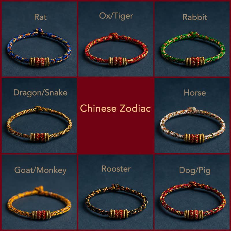EverestArtstudios Tibet Handmade Chinese Zodiac Luck Strength Braided String Bracelet