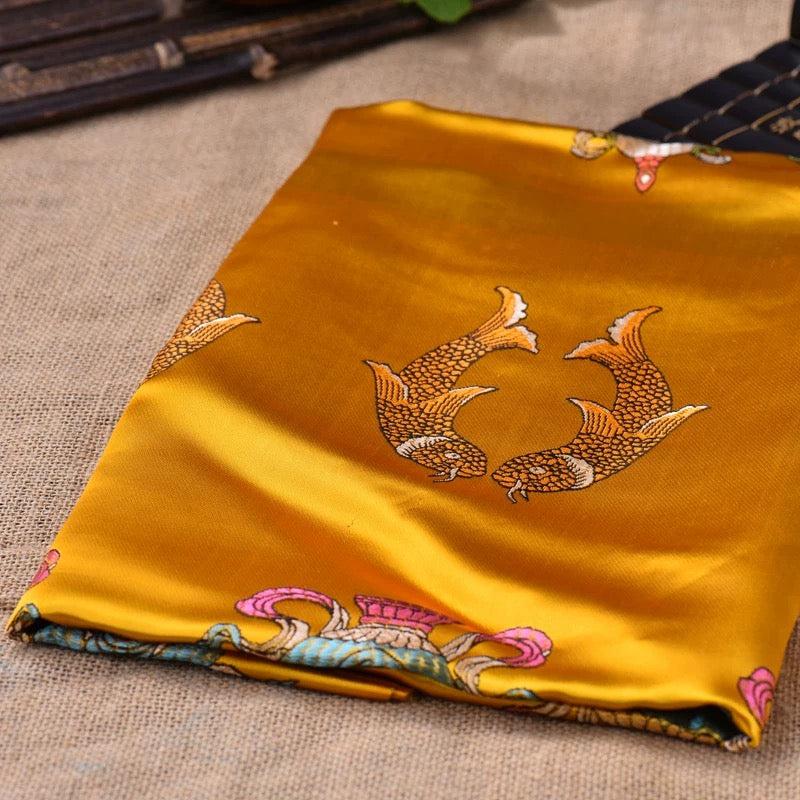 黃色吉祥八寶刺繡藏式哈達