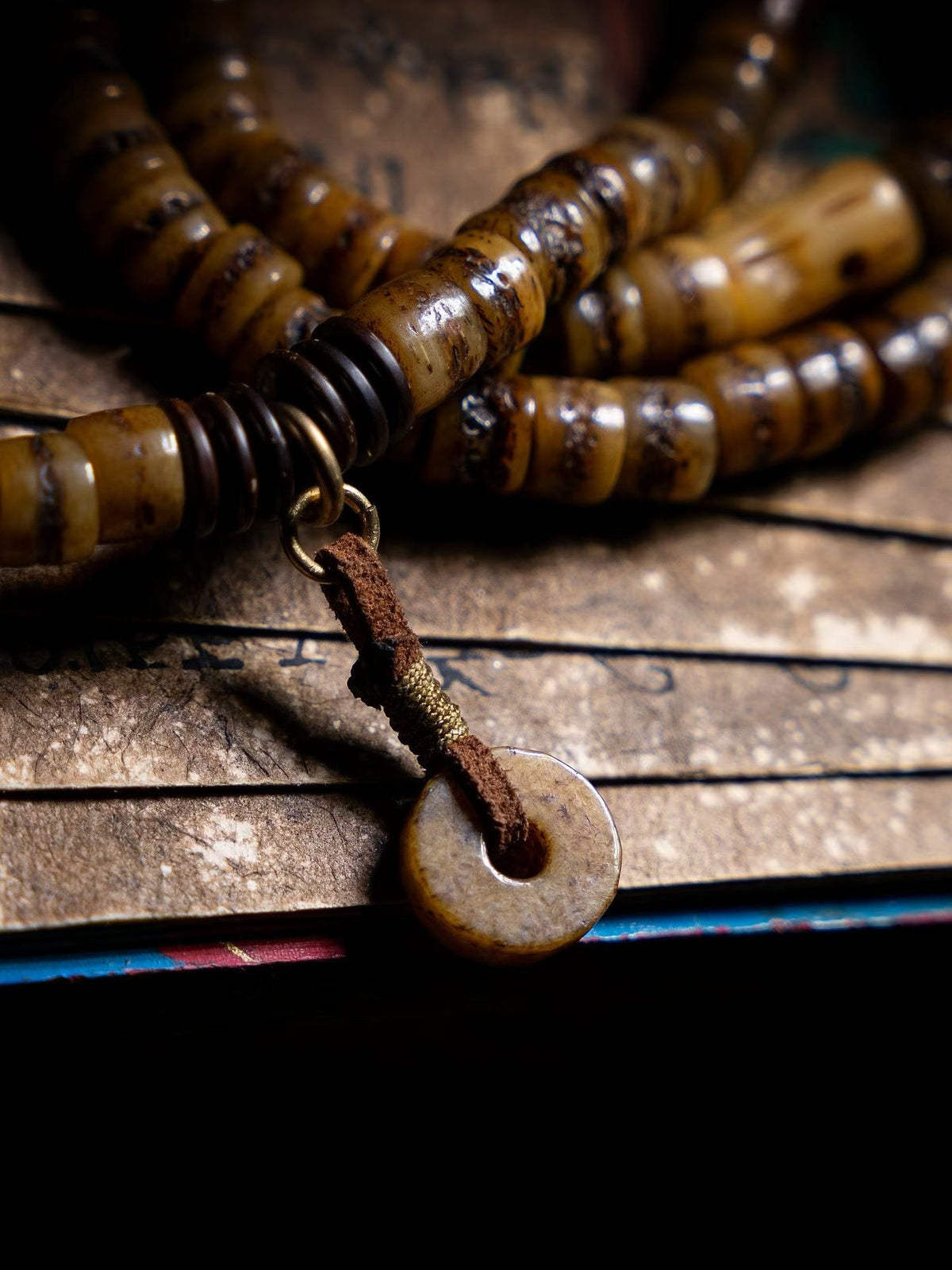 EverestArtstudios blessed Everest Tibetan Style 108 Bead Mala Necklace, Deer Antler & Coconut Shell Prayer Beads, Meditation Mala, Himalayan Inspired Spiritual Jewelry