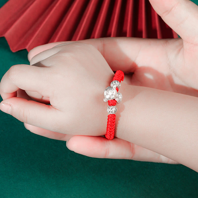 EverestArtStudios 999 Sterling Silver Chinese Zodiac Red Cord Fortune Handcrafted Children's Bracelet