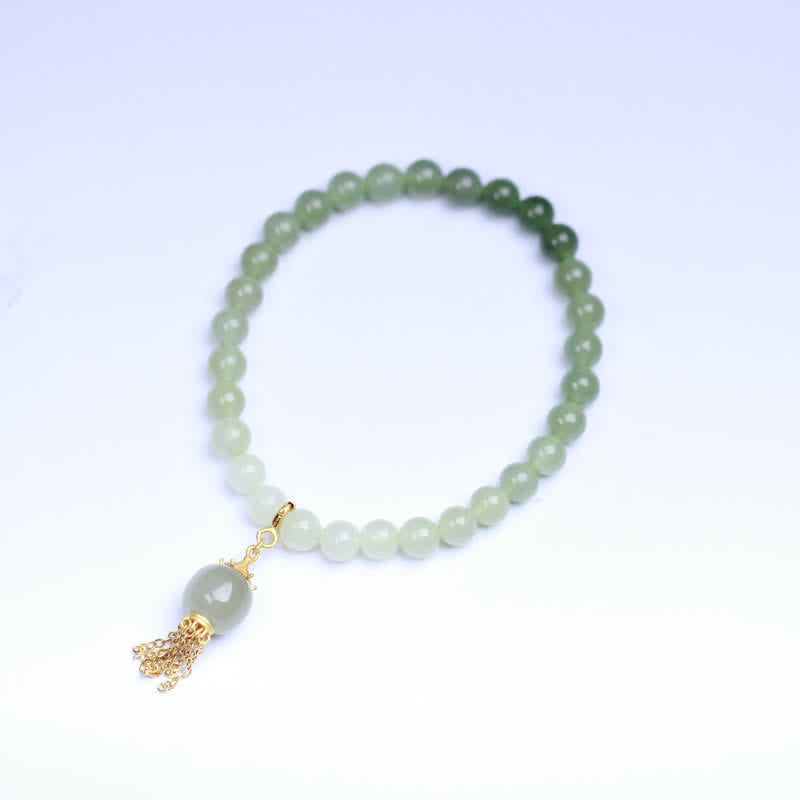 EverestArtstudios 925 Sterling Silver Hetian Jade Beaded Wealth Charm Bracelet