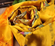 黃色吉祥八寶刺繡藏式哈達