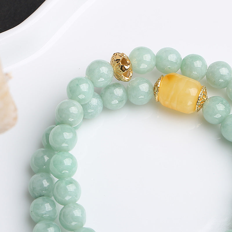 EverestArtstudios 925 Sterling Silver Natural Jade Amber Butterfly Luck Abundance Bracelet