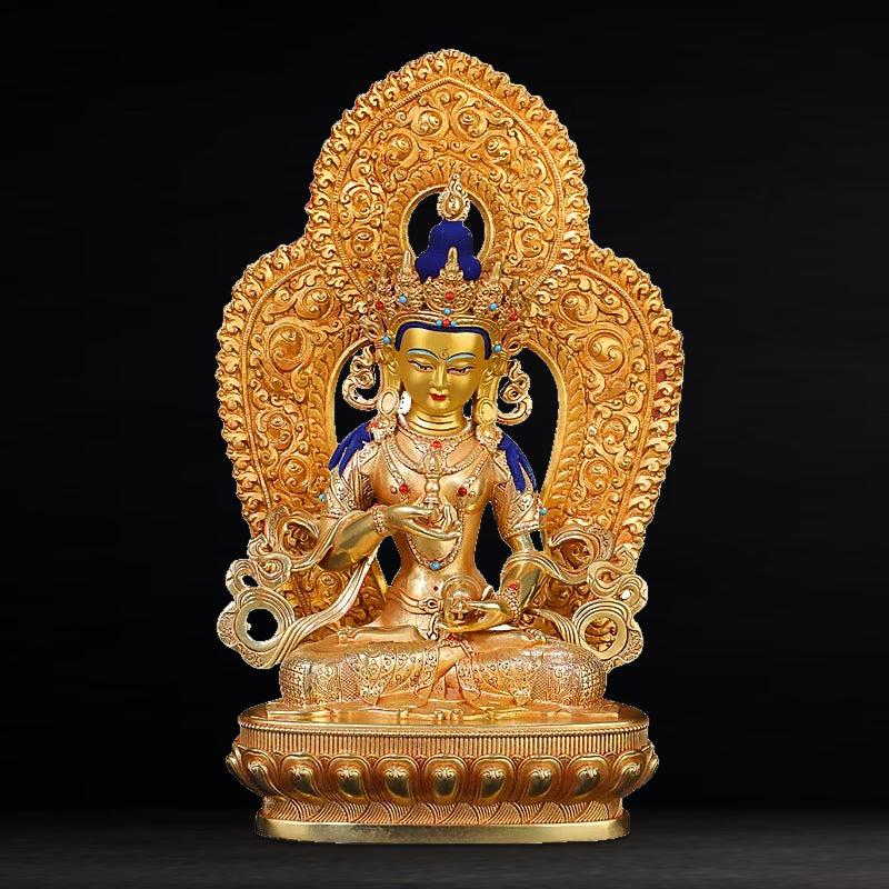Vajrasattva Brass Statue – Full Gilded Nepal-Style Tibetan Buddhist Deity, 25cm / 36cm / 55cm (9.8” / 14.2” / 21.7”) Height
