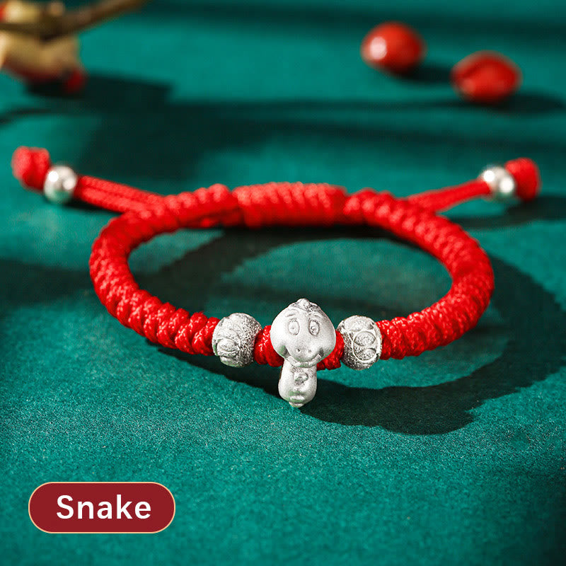 EverestArtStudios 999 Sterling Silver Chinese Zodiac Red Cord Fortune Handcrafted Children's Bracelet