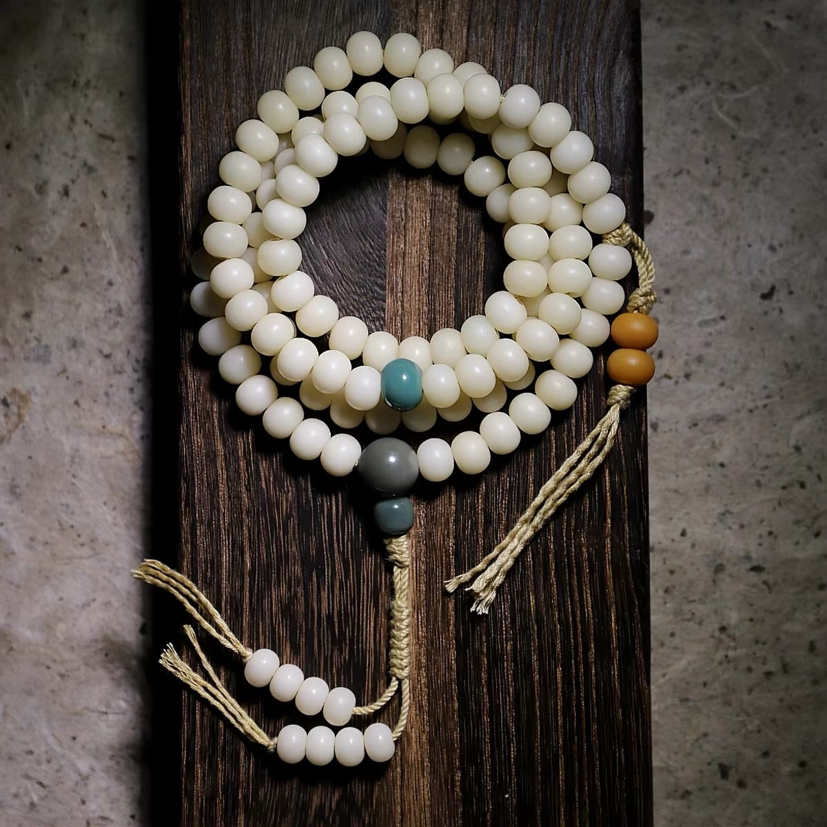 EverestArtstudios blessed EverestArtStudios Natural White Bodhi Root Mala Necklace – 108 Beads Meditation Prayer Beads – White Jade-Like Bodhi Seed Bracelet – Unisex Buddhist Mala Gift