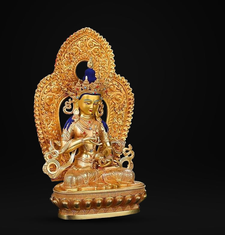 Vajrasattva Brass Statue – Full Gilded Nepal-Style Tibetan Buddhist Deity, 25cm / 36cm / 55cm (9.8” / 14.2” / 21.7”) Height