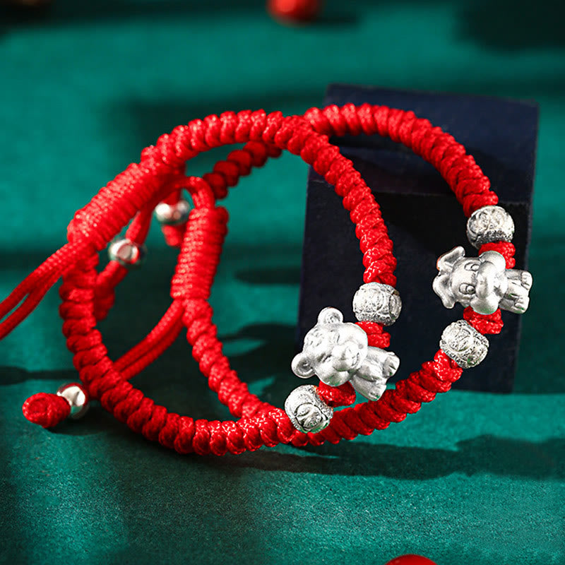 EverestArtStudios 999 Sterling Silver Chinese Zodiac Red Cord Fortune Handcrafted Children's Bracelet