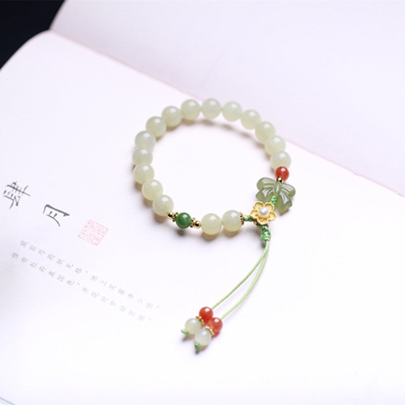 EverestArtstudios 925银镶玉幸运花蝶手链