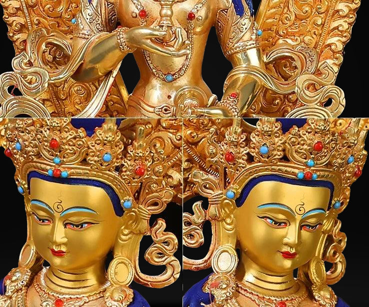 Vajrasattva Brass Statue – Full Gilded Nepal-Style Tibetan Buddhist Deity, 25cm / 36cm / 55cm (9.8” / 14.2” / 21.7”) Height