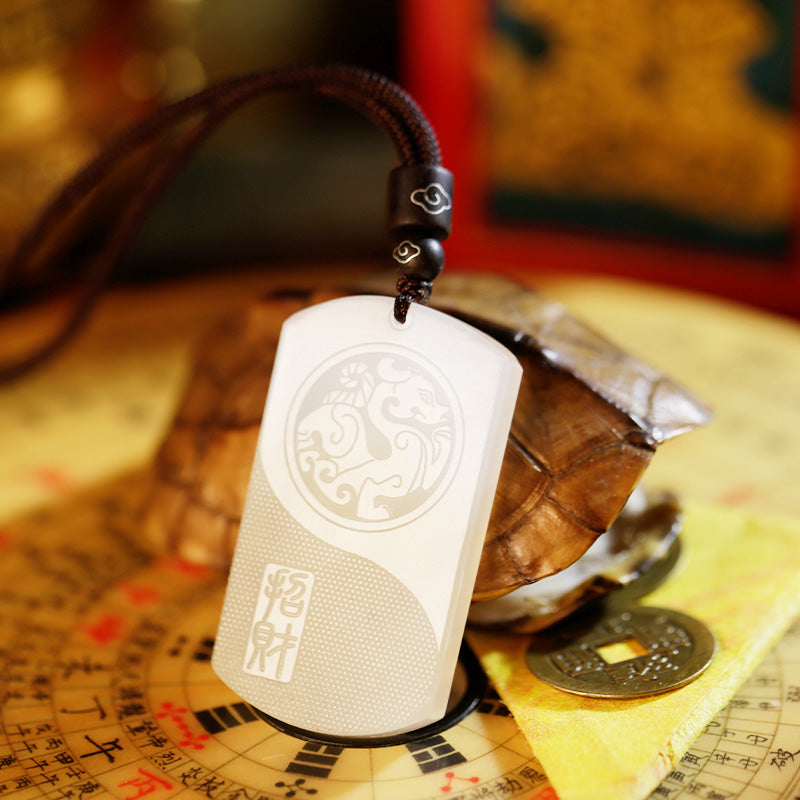 EverestArtstudios White Jade PiXiu Yin Yang Luck Protection Necklace Pendant