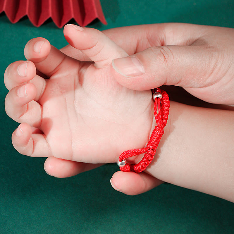 EverestArtStudios 999 Sterling Silver Chinese Zodiac Red Cord Fortune Handcrafted Children's Bracelet