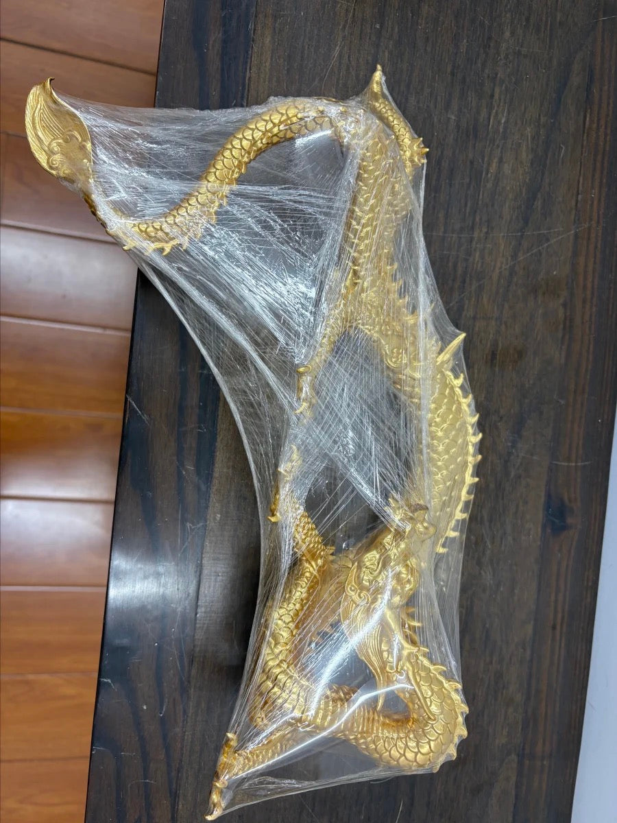 手工黃銅龍雕像：西藏風水擺件