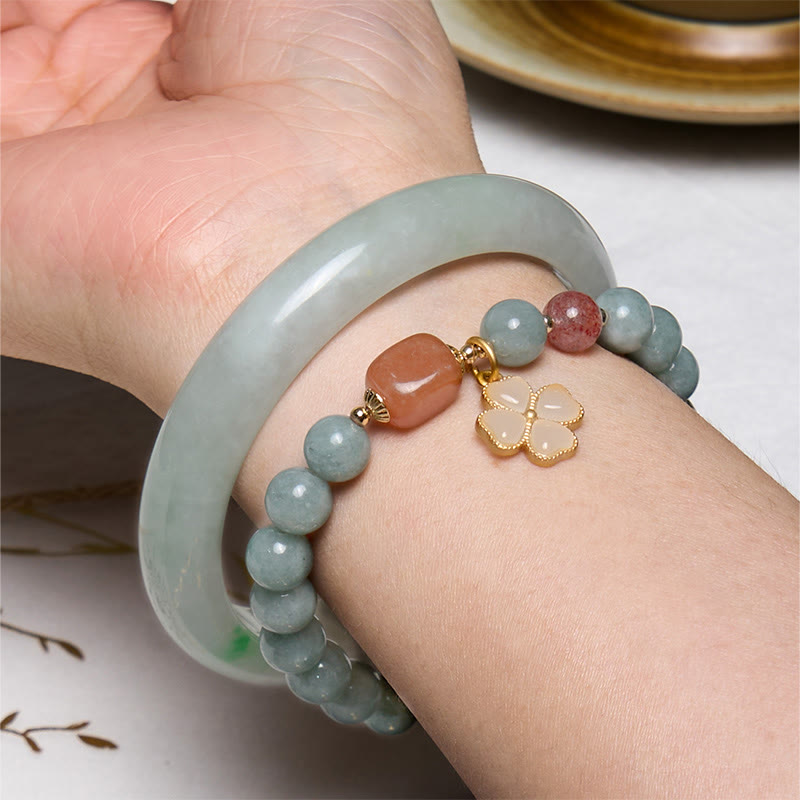EverestArtstudios Bring Good Luck Green Jade Bracelet Bangle Bundle
