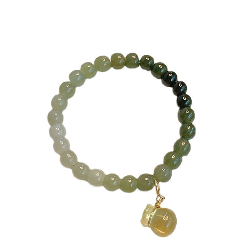 EverestArtstudios Natural Hetian Jade Money Bag Charm Bead Prosperity Bracelet