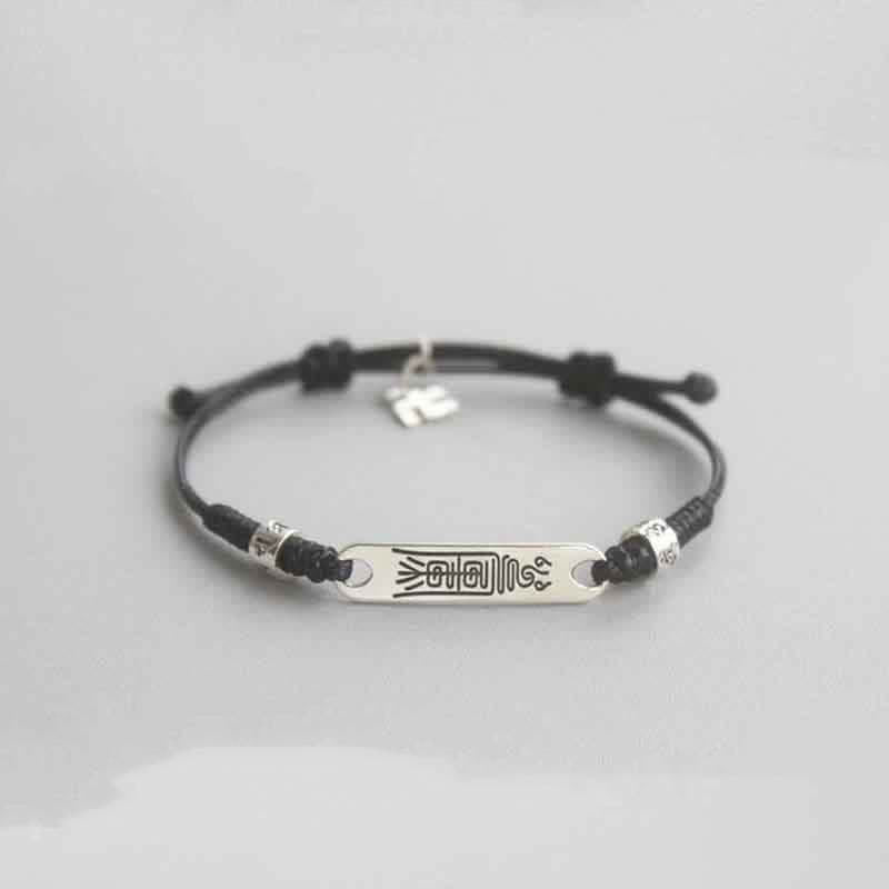 EverestArtStudios 925 Sterling Silver Red Cord Fortune Resilience Woven Bracelet