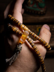 EverestArtstudios blessed Everest Tibetan Style 108 Bead Mala Necklace, Deer Antler & Coconut Shell Prayer Beads, Meditation Mala, Himalayan Inspired Spiritual Jewelry