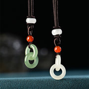 EverestArtstudios 天然和田青玉白玉雙平安扣事業項鍊吊墜