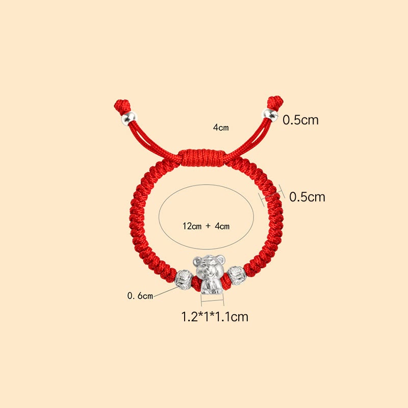 EverestArtStudios 999 Sterling Silver Chinese Zodiac Red Cord Fortune Handcrafted Children's Bracelet