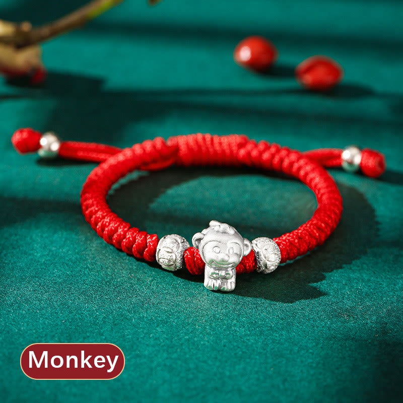 EverestArtStudios 999 Sterling Silver Chinese Zodiac Red Cord Fortune Handcrafted Children's Bracelet