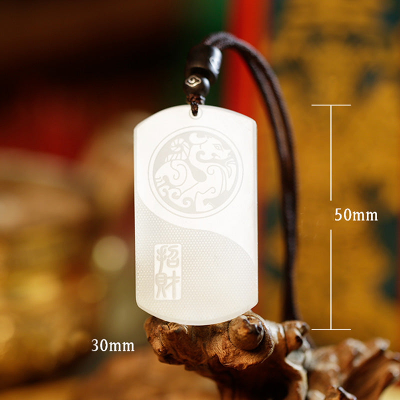 EverestArtstudios White Jade PiXiu Yin Yang Luck Protection Necklace Pendant