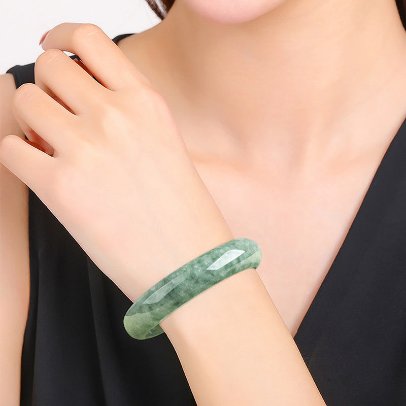 EverestArtstudios Natural Jade Luck Wealth Bangle Bracelet