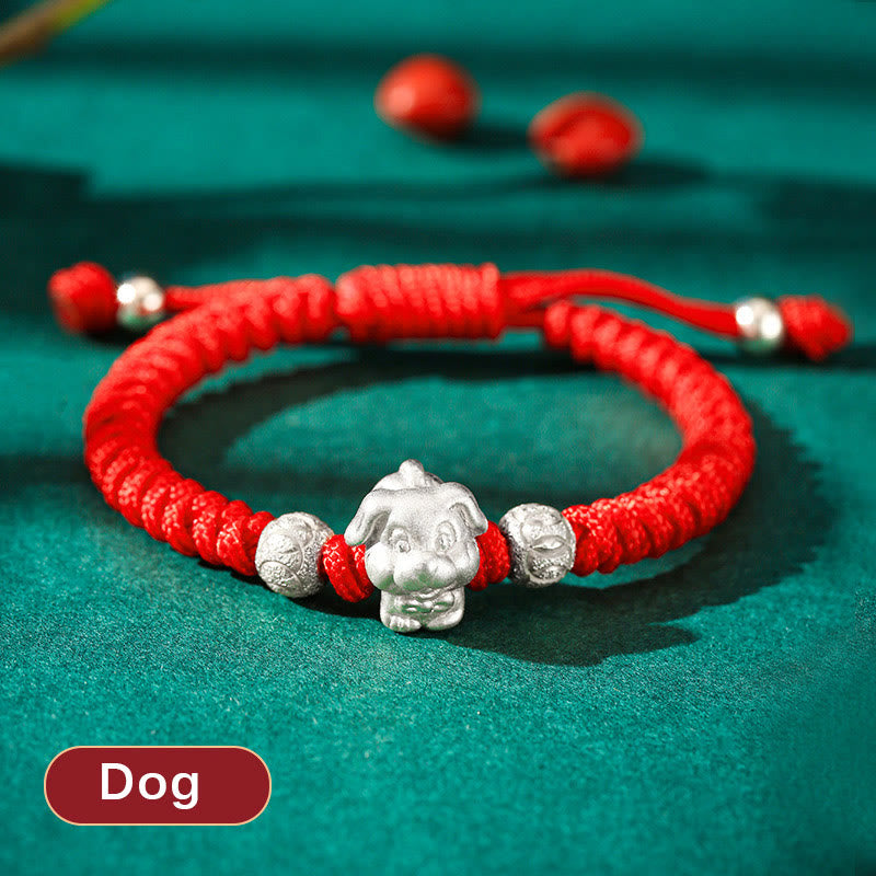 EverestArtStudios 999 Sterling Silver Chinese Zodiac Red Cord Fortune Handcrafted Children's Bracelet