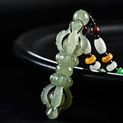 西藏天然和田青玉白玉金剛杵雕刻成功項鍊吊墜