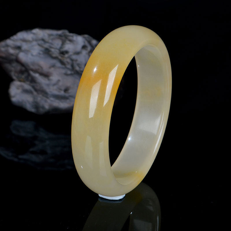 EverestArtstudios Natural Golden Silk Jade Luck Wealth Bracelet Bangle