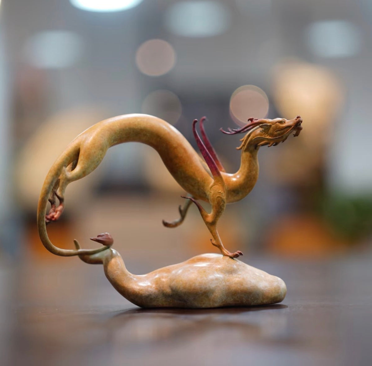 EverestArtStudios Roaming Chinese Dragon Sculpture Hand-Cast Oriental Art Decor